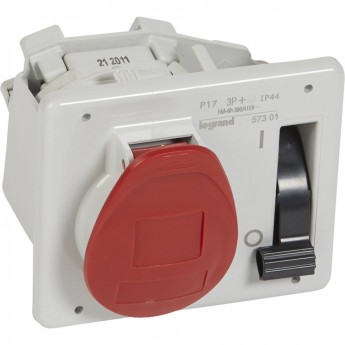 Встраиваемая розетка LEGRAND с блокировкой-выключателем и уменьшенным фланцем P17 Tempra Pro IP 44 380/415 В 16 A 3К+З