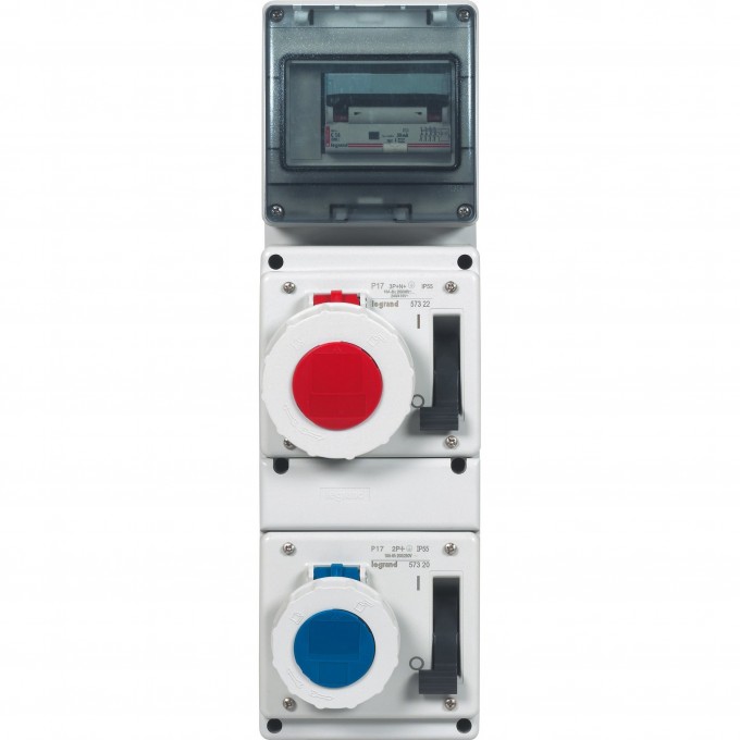 Встраиваемая розетка LEGRAND с блокировкой-выключателем и уменьшенным фланцем P17 Tempra Pro IP 55 200/250 В 16 A 2К+З 057320