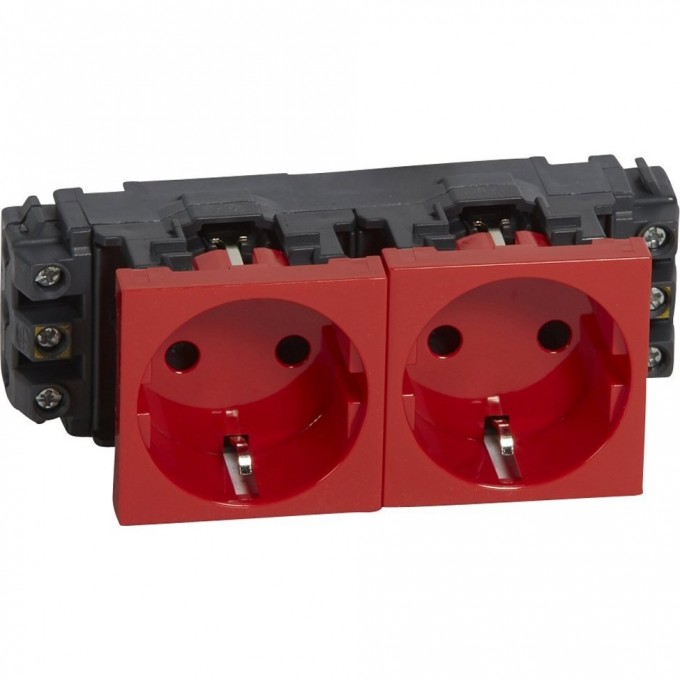 Розетка LEGRAND 2 х 2К+3 Программа Mosaic для монтажа на кабель-каналах с винтовыми зажимами красная 077612