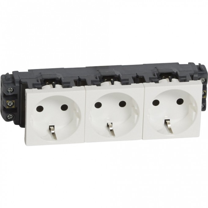 Розетка LEGRAND 3 x 2К+3 Программа Mosaic для монтажа на кабель-каналах с винтовыми зажимами белый 077603