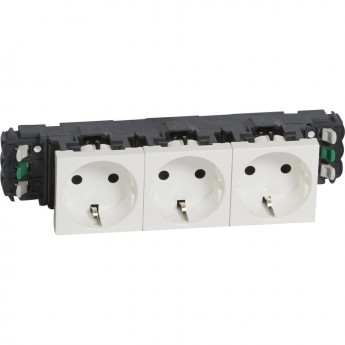 Розетка LEGRAND Mosaic 3 х 2К+3 для установки в кабель-канале автоматические клеммы стандартная белый