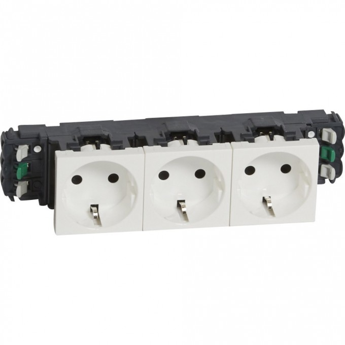 Розетка LEGRAND Mosaic 3 х 2К+3 для установки в кабель-канале автоматические клеммы стандартная белый 077403