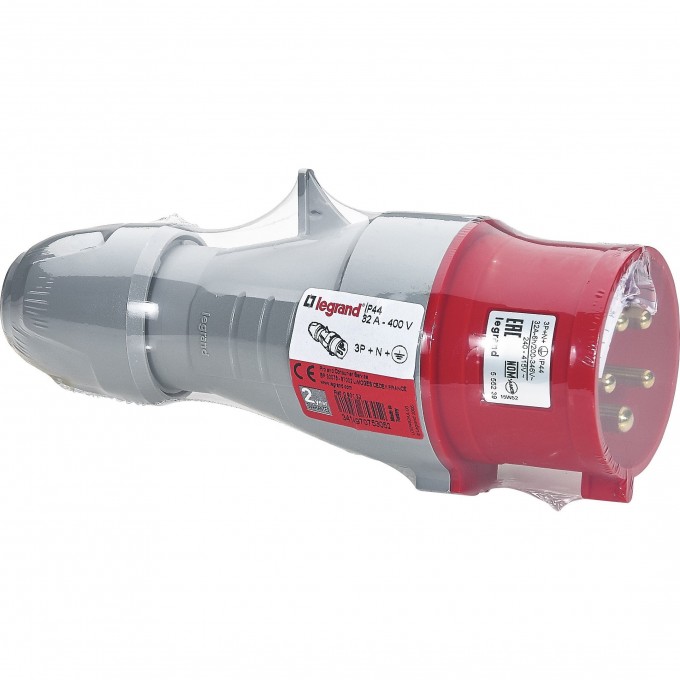 Вилка LEGRAND мобильная 32А 3К+H+З 380 В IP 44 090132