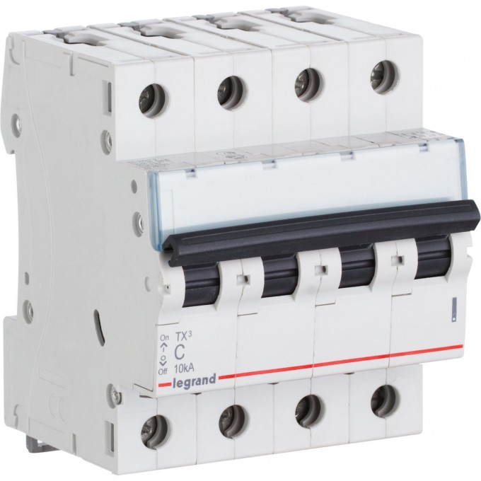 Автоматический выключатель LEGRAND TX³ 6000 6 кА тип C 4П 400 В 20А 4 модуля белый 404071