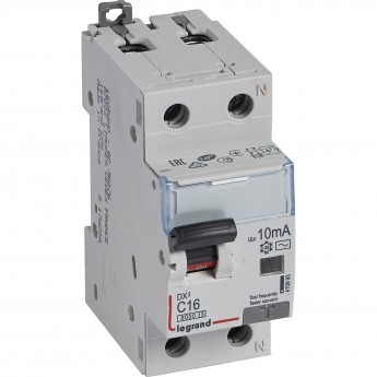 Автоматический выключатель дифференциального тока LEGRAND DX³ 6000 10 кА тип характеристики С 1П+Н 230 В 16 А тип AС 10 мА 2 модуля белый Автоматический выключатель дифференциального тока LEGRAND DX³ 6000 10 кА тип характеристики С 1П+Н 230 В 16 А тип AС 10 мА 2 модуля белый