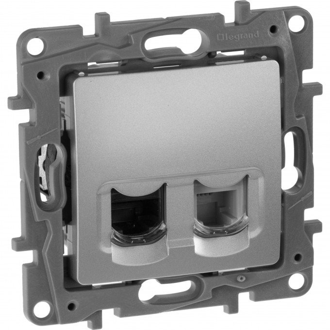 Двойная розетка LEGRAND Etika RJ11 + RJ45 категория 5 UTP алюминий 672452