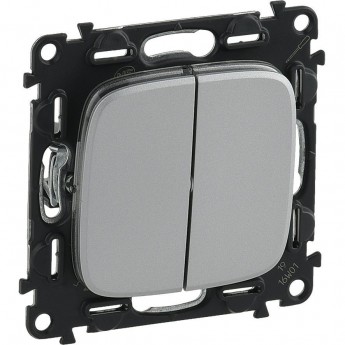 Переключатель LEGRAND Valena ALLURE двухклавишный 10А 250В с лицевой панелью безвинтовые зажимы алюминий Переключатель LEGRAND Valena ALLURE двухклавишный 10А 250В с лицевой панелью безвинтовые зажимы алюминий