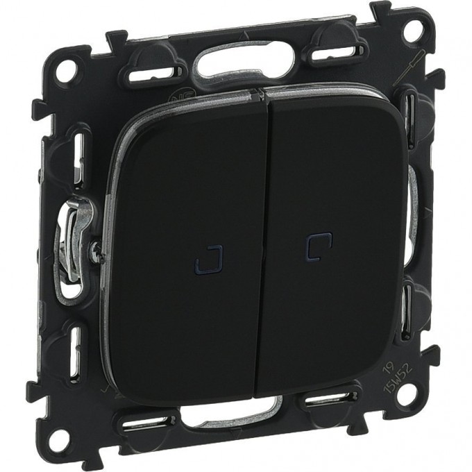 Переключатель LEGRAND Valena ALLURE двухклавишный 10АХ 250В с подсветкой с лицевой панелью антрацит 752919