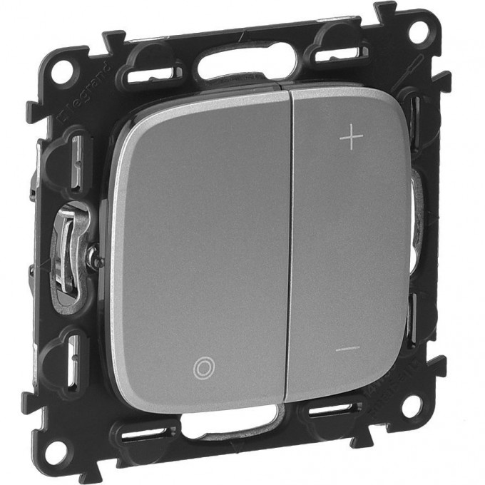 Светорегулятор LEGRAND Valena ALLURE кнопочный универсальный 400Вт без нейтрали с лицевой панелью алюминий 752962