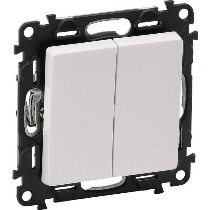 Выключатель LEGRAND Valena LIFE двухклавишный 10А 250В с лицевой панелью безвинтовые зажимы белый 752405