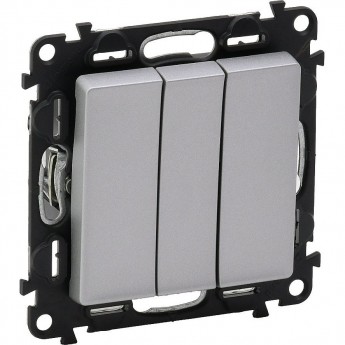 Выключатель LEGRAND Valena LIFE трехклавишный 10АХ 250В с лицевой панелью винтовые зажимы алюминий Выключатель LEGRAND Valena LIFE трехклавишный 10АХ 250В с лицевой панелью винтовые зажимы алюминий