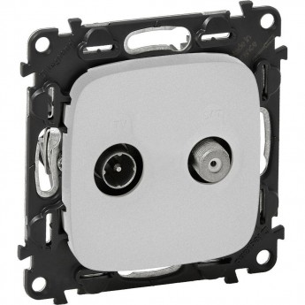 Розетка LEGRAND Valena ALLURE TV-SAT двухкабельная с лицевой панелью алюминий Розетка LEGRAND Valena ALLURE TV-SAT двухкабельная с лицевой панелью алюминий