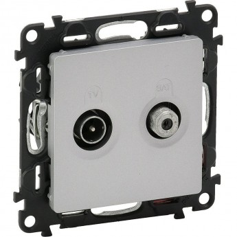 Розетка LEGRAND Valena LIFE TV-SAT "звезда" 5-862МГц/950-2400 МГц с лицевой панелью алюминий Розетка LEGRAND Valena LIFE TV-SAT "звезда" 5-862МГц/950-2400 МГц с лицевой панелью алюминий