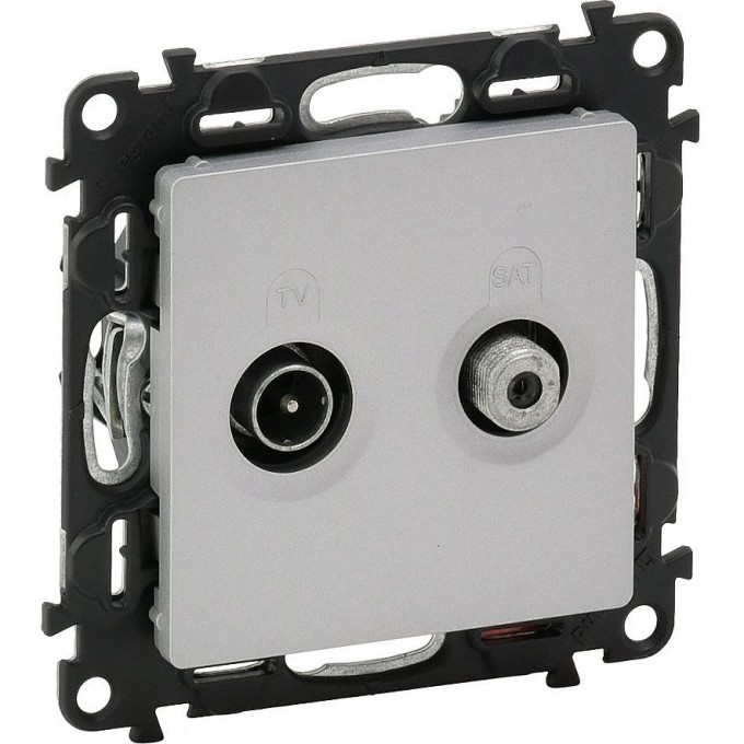 Розетка LEGRAND Valena LIFE TV-SAT "звезда" 5-862МГц/950-2400 МГц с лицевой панелью алюминий 753664