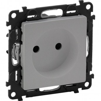 Силовая розетка LEGRAND Valena LIFE 2К 16А 250В c лицевой панелью с защитными шторками безвинтовые зажимы алюминий