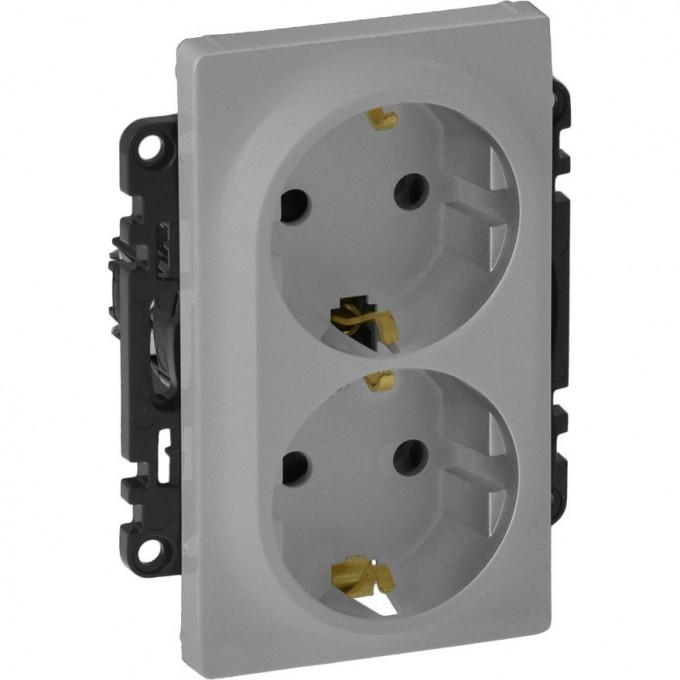 Силовая розетка LEGRAND Valena LIFE двойная 2х2К+З 16А 250В с лицевой панелью безвинтовые зажимы алюминий 753327