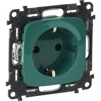 Силовая розетка LEGRAND Valena ALLURE 2К+З 16А 250В с защитными шторками безвинтовые зажимы с лицевой панелью зеленый