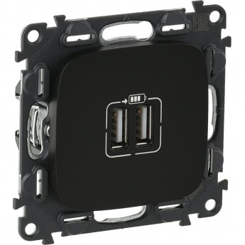 Зарядное устройство LEGRAND Valena ALLURE с двумя USB-разьемами 240В/5В 1500мА с лицевой панелью антрацит Зарядное устройство LEGRAND Valena ALLURE с двумя USB-разьемами 240В/5В 1500мА с лицевой панелью антрацит