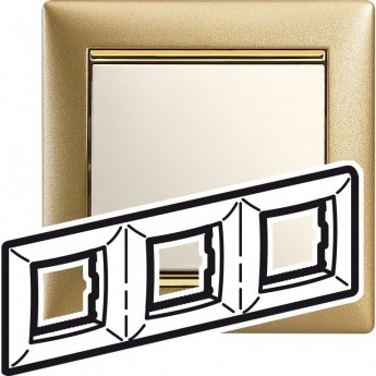 Рамка LEGRAND Valena 3 поста матовое золото Рамка LEGRAND Valena 3 поста матовое золото