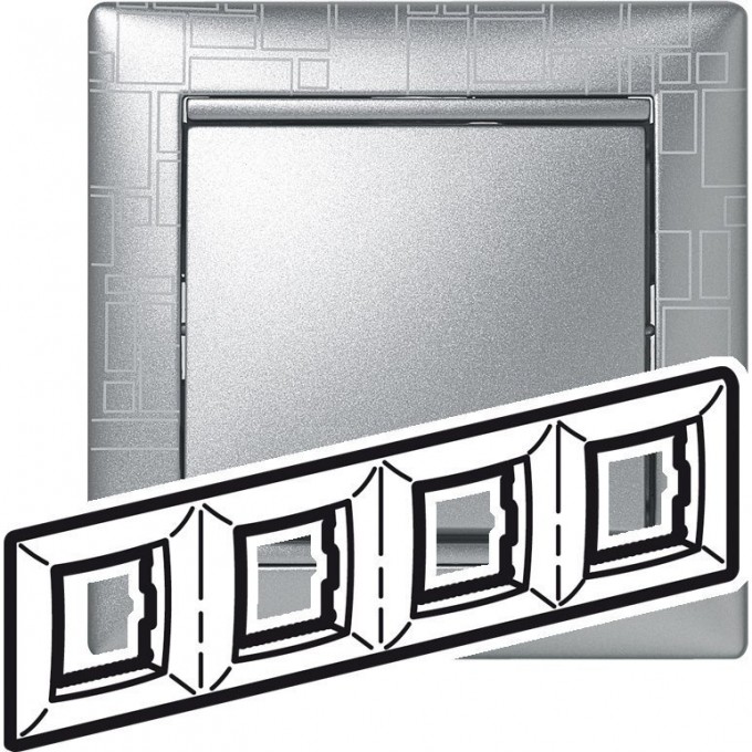 Рамка LEGRAND Valena 4 поста алюминий модерн 770344