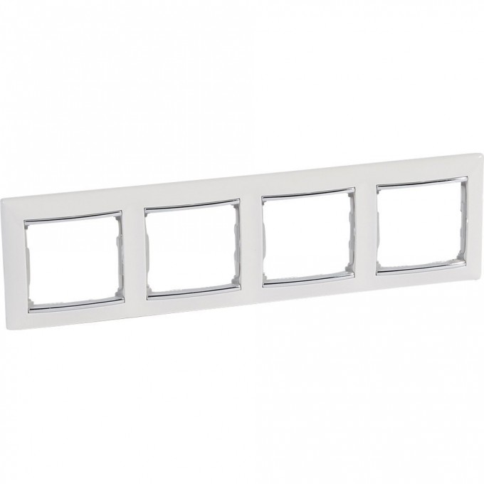 Рамка LEGRAND Valena 4 поста горизонтальный монтаж белый/серебряный штрих 770494