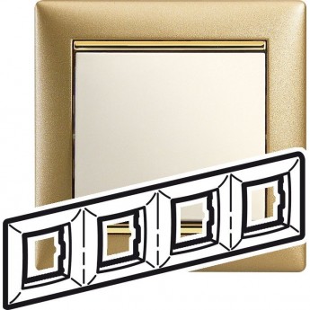 Рамка LEGRAND Valena 4 поста матовое золото Рамка LEGRAND Valena 4 поста матовое золото