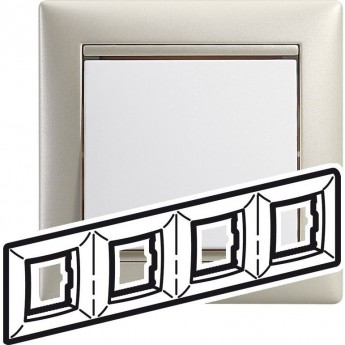 Рамка LEGRAND Valena 4 поста вертикальный и горизонтальный жемчужный Рамка LEGRAND Valena 4 поста вертикальный и горизонтальный жемчужный