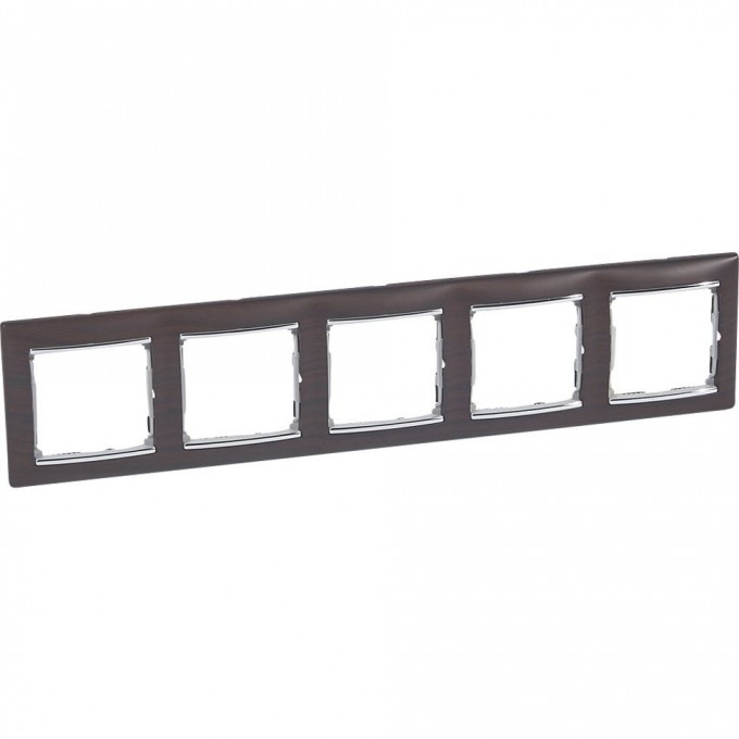 Рамка LEGRAND Valena 5 постов горизонтальный монтаж темное дерево/серебряный штрих 770375
