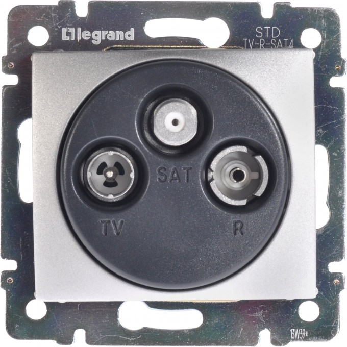 Розетка LEGRAND TV-FM-SAT двухкабельная Valena звезда 1.5 дБ 2400 МГц алюминий 770210