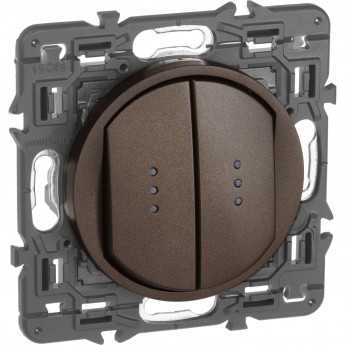 Выключатель LEGRAND Celiane двухклавишный с подсветкой графит Выключатель LEGRAND Celiane двухклавишный с подсветкой графит