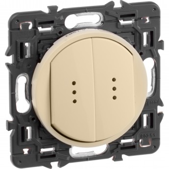 Выключатель LEGRAND Celiane двухклавишный с подсветкой слоновая кость Выключатель LEGRAND Celiane двухклавишный с подсветкой слоновая кость