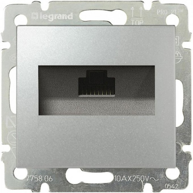Информационная розетка LEGRAND Valena RJ45 категория 5e UTP 1 выход с захватами алюминий 770230
