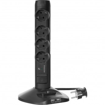 Многорозеточный блок LEGRAND с защитой от перепадов напряжения 4 x 2К+З - с кабелем длиной 1,5 м черный