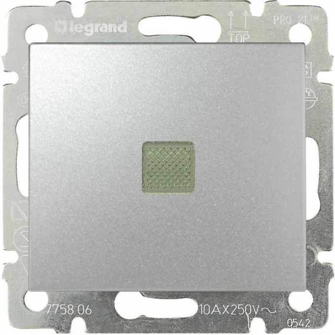 Переключатель LEGRAND Valena на два направления с подсветкой 10 A 250 В цвет алюминий 770126