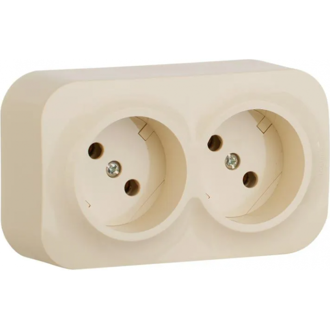Розетка LEGRAND 2-м ОП Quteo 16А IP20 250В 2х2P без заземления, без защитных шторок, слоновая кость 782261
