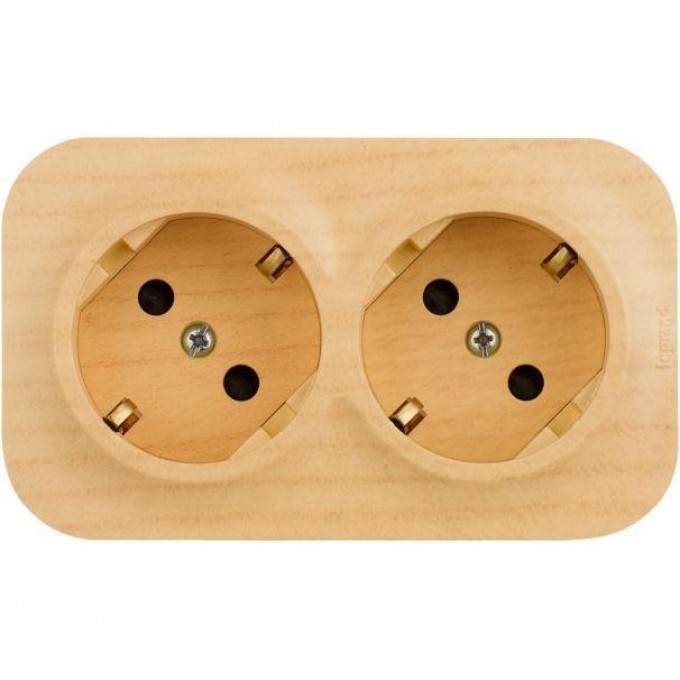 Розетка LEGRAND 2-м ОП Quteo 16А IP20 250В 2х2P+E с заземл. защ. шторки дерево 782287