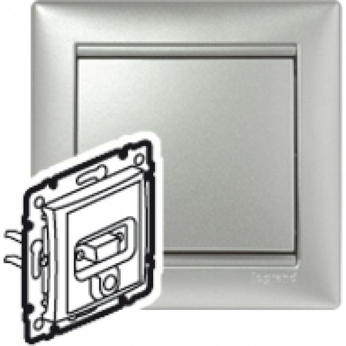 Розетка LEGRAND HD 15 + гнездо диам. 3,5 мм Valena алюминий 770282