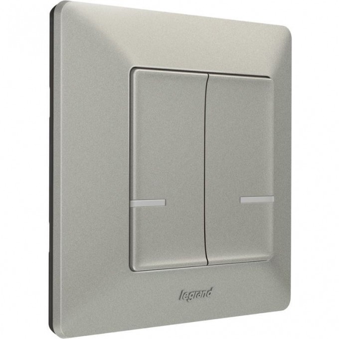 Умный беспроводной выключатель LEGRAND Valena Life with NETATMO 2-клавишный, алюминий 752387