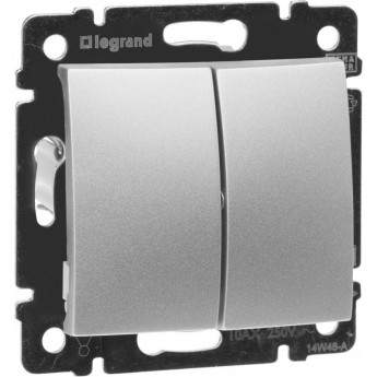 Выключатель LEGRAND Valena двухклавишный 10 A 250 В алюминий Выключатель LEGRAND Valena двухклавишный 10 A 250 В алюминий