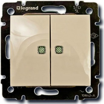 Выключатель LEGRAND Valena двухклавишный с двумя индикаторами 10 A 250 В слоновая кость Выключатель LEGRAND Valena двухклавишный с двумя индикаторами 10 A 250 В слоновая кость