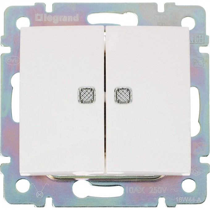 Переключатель на два направления LEGRAND Valena двухклавишный с подсветкой 10 A 250 В белый 774212