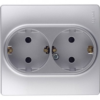 Розетка LEGRAND 2 x 2К+З со шторками немецкий стандарт автоматические зажимы 16 А 250 В Etika алюминий Розетка LEGRAND 2 x 2К+З со шторками немецкий стандарт автоматические зажимы 16 А 250 В Etika алюминий